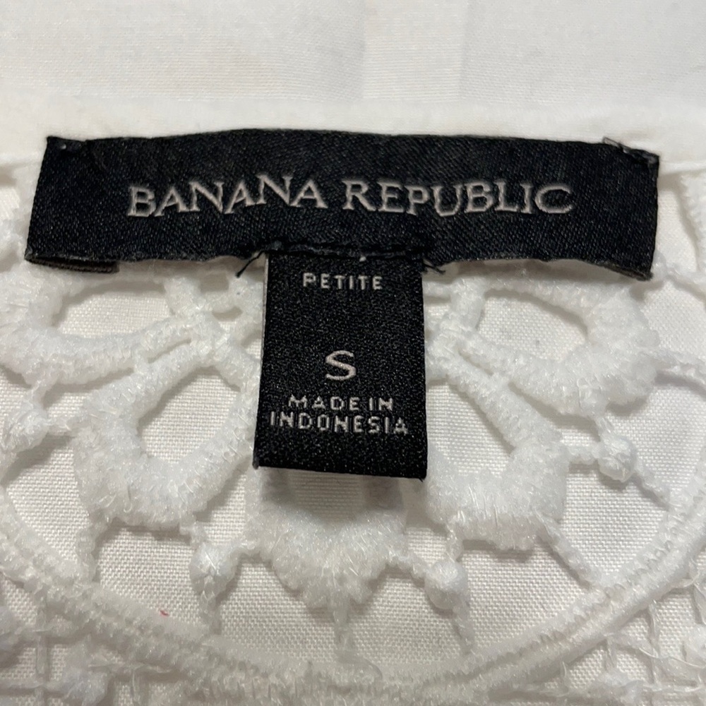 Banana Republic Womans S White Short Sleeve Crochet Top - Picture 3 of 5
